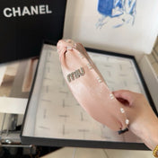 HEADBAND ATTACHED BEADED IN LIGHT PINK SATIN 427356