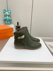 WOMEN'S NEO ANKLE BOOT IN ARMY GREEN CALFSKIN