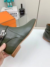 WOMEN'S NEO ANKLE BOOT IN ARMY GREEN CALFSKIN