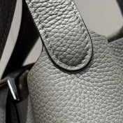 PICOTIN LOCK 22 IN GREY ETAIN CALFSKIN SILVER HARDWARE