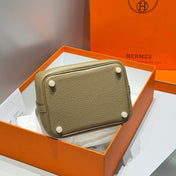 HERMES 25S PICOTIN LOCK 18 IN OLIVE GOLD CALFSKIN GOLD HARDWARE