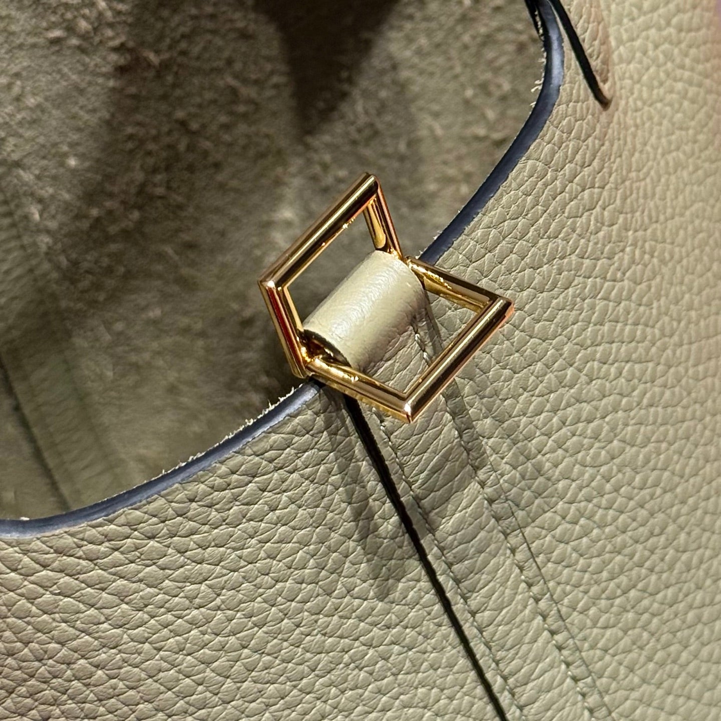 HERMES 25S PICOTIN LOCK 18 IN CROMWELL GRAY CALFSKIN GOLD HARDWARE