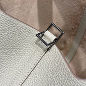 HERMES 25S PICOTIN LOCK 22 IN IVORY CALFSKIN SILVER HARDWARE