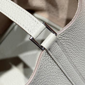 HERMES 25S PICOTIN LOCK 22 IN IVORY CALFSKIN SILVER HARDWARE