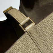 HERMES 25S PICOTIN LOCK 22 IN TAN BROWN CALFSKIN GOLD HARDWARE