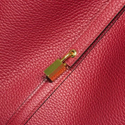 HERMES 25S PICOTIN LOCK 22 IN ROSSO ANCORA RED CALFSKIN GOLD HARDWARE