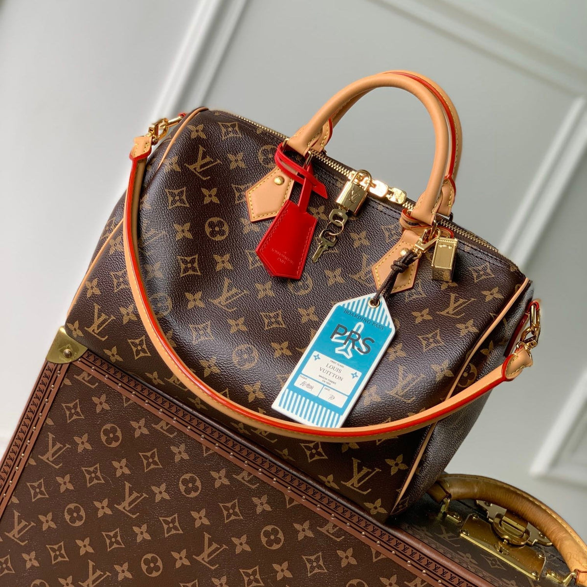 SPEEDY 30 SOFT CRAFTY IN BROWN MONOGRAM CALFSKIN RED TAG