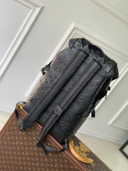 GETAWAY BACKPACK 50 IN BLACK MONOGRAM ECLIPSE CANVAS AND CALFSKIN EMBOSSED LOGO