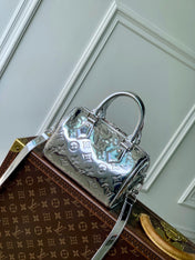 SPEEDY BANDOULIÈRE 20 IN SILVER MONOGRAM EMBOSSED CALFSKIN