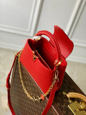 CAPUCINES MINI 23 IN RED TAURILLON GOLD HARDWARE