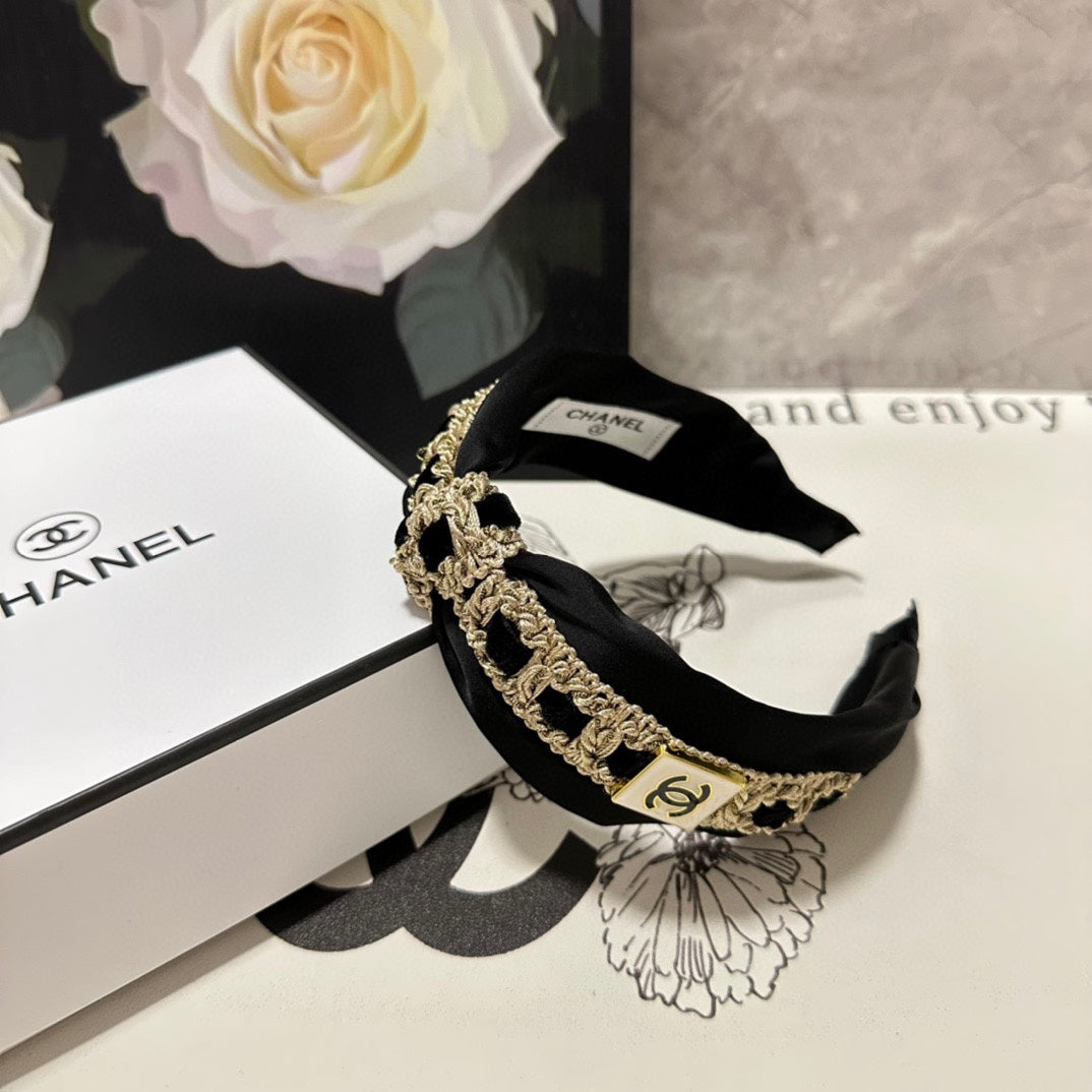 BLACK MIX LIGHT YELLOW FABRIC AND SATIN HEADBAND 168583