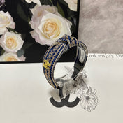 NAVY BLUE MIX LIGHT YELLOW FABRIC HEADBAND 168585