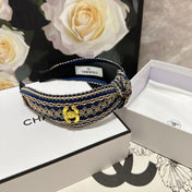 NAVY BLUE MIX LIGHT YELLOW FABRIC HEADBAND 168585