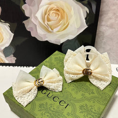 SET CLAW CLIP AND HAIR CLIP IN WARM WHITE LACE AND CHIFFON 355247