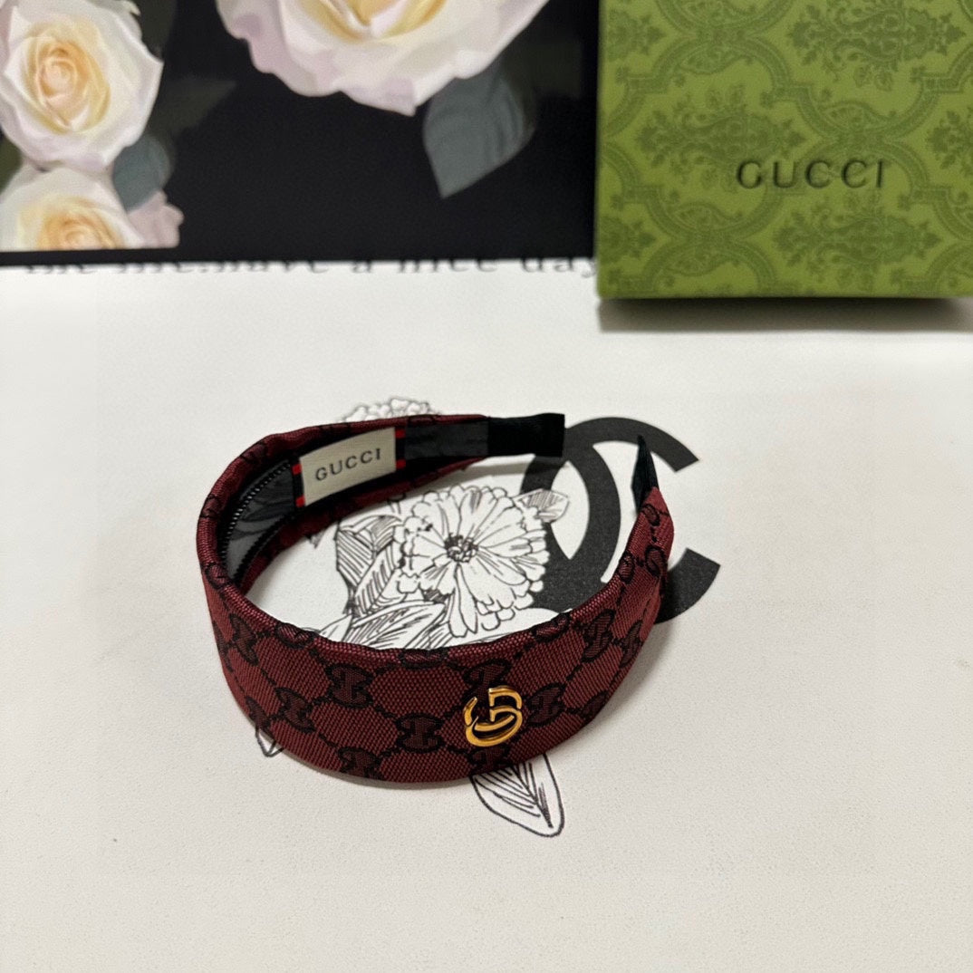 CURRANT RED MONOGRAM CANVAS HAIRBAND 369305