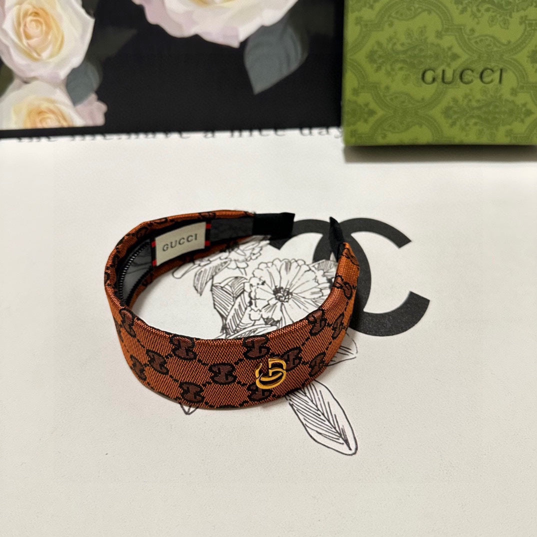 GINGER ORANGE MONOGRAM CANVAS HAIRBAND 369309