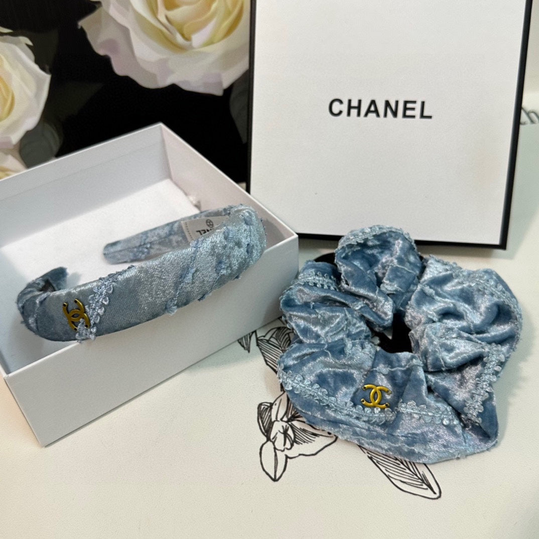 SKY BLUE VELVET TWO-PIECE SET 412457