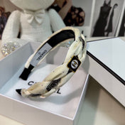 WHITE FABRIC HAIRBAND WITH CRYSTAL 412474