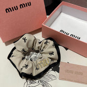 HAIR TIE IN BEIGE MIX BLACK SPANDEX FABRIC 432828