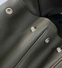 RODEO LARGE BAG 40 IN KHAKI GREEN SMOOTH CALFSKIN SILVER HARDWARE