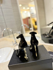 SL OPYUM SANDALS 105 BLACK AND GOLD CALFSKIN