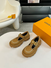 LV CHECKER MARY JANE IN PEANUT BROWN CALFSKIN