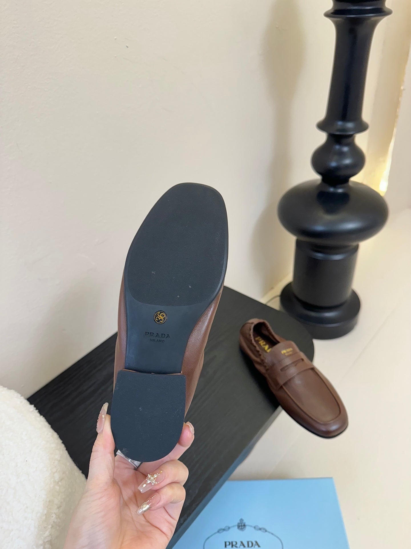 PRADA 25S SHUFFLE LOAFERS IN EARTH BROWN CALFSKIN