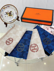 SCARF 200 CM IN COBALT BLUE MONOGRAM CASHMERE