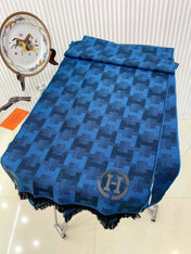 SCARF 200 CM IN COBALT BLUE MONOGRAM CASHMERE