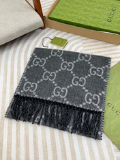 GG JACQUARD WOOL SCARF BLACK 398285