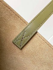 LOEWE 25S PUZZLE FOLD BAG 31 IN OLIVE GREEN AND DARK BLUE SHINY CALFSKIN