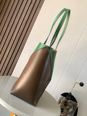 LOEWE 25S PUZZLE FOLD BAG 31 IN AMBER HUNTER GREEN SHINY CALFSKIN