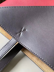 LOEWE 25S PUZZLE FOLD BAG 31 IN SOCOLA AND MAROON SHINY CALFSKIN