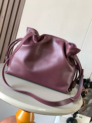 LOEWE 25S LARGE FLAMENCO CLUTCH BAG 30 IN DARK ROSEWOOD CALFSKIN