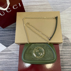 BLONDIE MINI SHOULDER BAG 21 IN JUNIPER GREEN CALFSKIN AND SUEDE GOLD HARDWARE