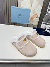 SUEDE AND SHEARLING MULES BEIGE