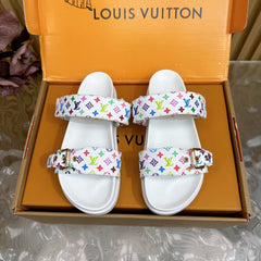LV MONOGRAM SANDALS IN WHITE MULTICOLOR COATED CANVAS
