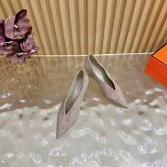 HM 25S HIGH-HEEL WEDGE SHOES 50 MM IN DUSTY BEIGE SUEDE