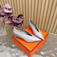 HM 25S HIGH-HEEL WEDGE SHOES 50 MM IN PALE PINK BEIGE LAMBSKIN