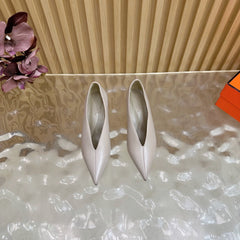 HM 25S HIGH-HEEL WEDGE SHOES 50 MM IN PALE PINK BEIGE LAMBSKIN