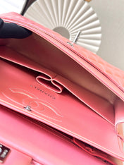 CHANEL 25S CLASSIC FLAP BAG 26 IN PEARL PINK LAMBSKIN WITH SILVER HARDWARE