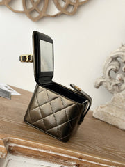 MINI VINTAGE COSMETIC BAG 11 IN MIKADO SHINY CALFSKIN GOLD HARDWARE