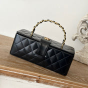 VINTAGE COSMETIC BAG 22 IN BLACK SHINY CALFSKIN GOLD HARDWARE