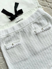 Chanel 25P Mini Skirt White Tweed 237298