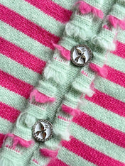 Chanel 25P Cardigan Pink Mix Green Cashmere 237319