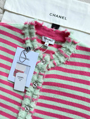 Chanel 25P Cardigan Pink Mix Green Cashmere 237319