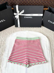Chanel 25P Shorts Pink Mix Green Cashmere 237317