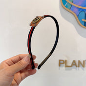 NARROW HAIRBAND IN BLACK MIX RED FABRIC 395356