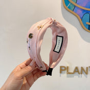 HAIRBAND WITH FLOWER PRINT IN BABY PINK SILK 398863