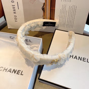 WHITE FABRIC WITH ROSE LACE TRIM HAIRBAND 414412